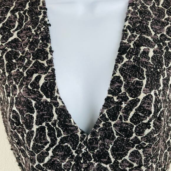 Cushnie et Ochs Black Wool Blend Jacquard Deep V Tiered A-Line Mini Dress 2 NWT - Picture 6 of 16